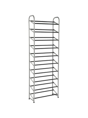 Mainstays 10-Tier Narrow Shoe Rack, Powder Coated, Black+Silver - Closet organizer