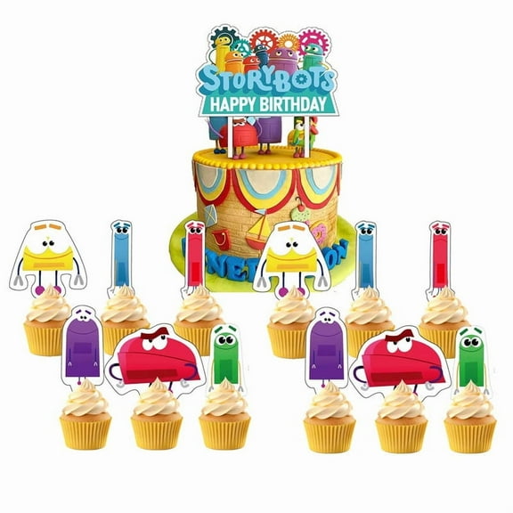 Ask The Storybots Cake Topper CupcakeS Set Birthday Party Supplies Decoration Decor Kit