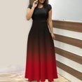 thumbnail image 1 of SMihono Robe d'Été pour Femmes Grande Taille Mode Femmes Été Imprimé Décontracté Col Rond Manches Courtes Longue Robe, 1 of 4