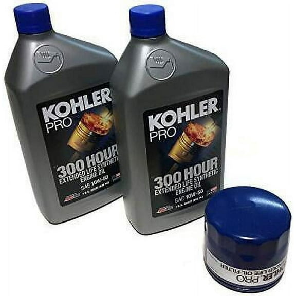 Kohler Pro 300 Hour Oil Change Kit 10W-50 with Oil Filter, Fits KT715-KT745 Engines, 2 Quarts