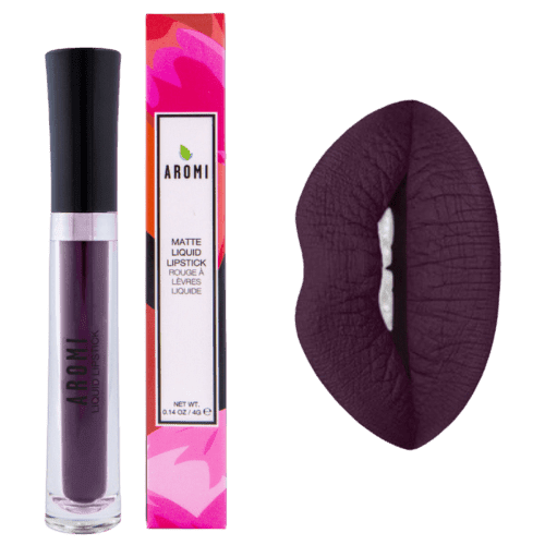Aromi Matte Liquid Lipstick in Gothic Plum, Black Purple Lip Color, Vegan, Long-lasting