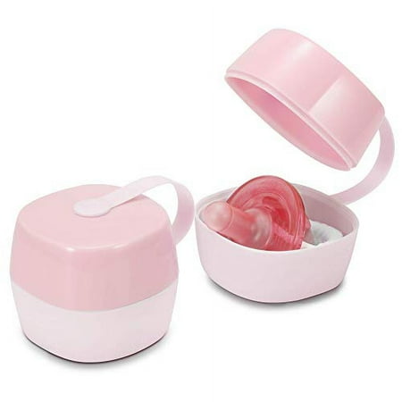 LANEYLI Pacifier Case Pacifier Holder Case Pacifier Clip Binky Holder Case Pacifier Box Pacifier Accessories 2 Pack, Macaron Pink