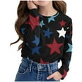 thumbnail image 2 of XQYLOS Kids Printed Sweatshirt Crewneck Loose Fit Star Graphic Pullover Cute Casual Girls Shirts Tops for 3-14 Years Trendy, 2 of 6
