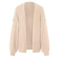 thumbnail image 4 of vigerkar Women's Chunky Cardigan Sweaters Fall Open Front Long Sleeve Ribbed Knit Short Cardigans Outerwear Coats (Beige, M), 4 of 5