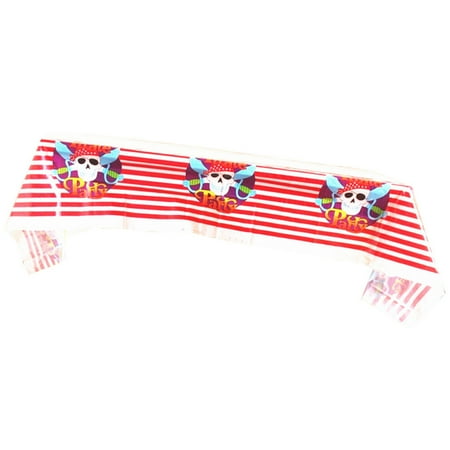 

Raindrops Red Disposable Tablecloths with Pirate Pattern for Party Use PE Plastic and Protective 54x108 Inches