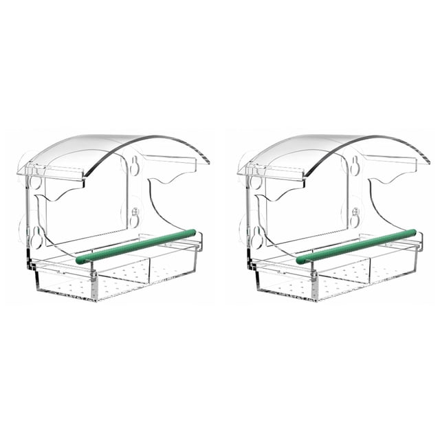 2X Window Bird Feeder with 4 Strong Suction Cups, Clear Window Bird Feeder for Outside, Acrylic Bird House for Window
