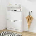 thumbnail image 4 of Bianlte Wooden Shoe Cabinet, Shoe Storage Cabinet Shoe Rack Organizer with 2 Flip Drawers for Living Room,Hallway,Bedroom,White, 4 of 7