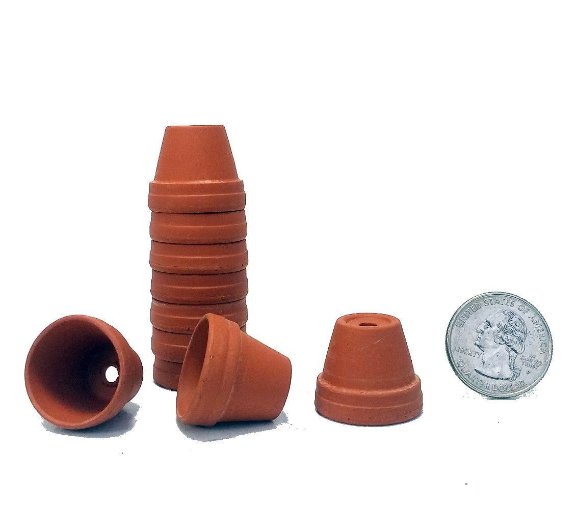 10 7/8" Thimble Size Clay Pots Great for Plants/Crafts/Fairy