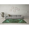 thumbnail image 3 of Ahgly Company Machine Washable Indoor Round Persian Turquoise Blue Traditional Area Rugs, 6' Round, 3 of 4