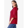 thumbnail image 3 of Roaman's Women's Plus Size Cotton Ultimate Bell Sleeve Tee, 3 of 6