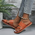 thumbnail image 4 of Stylish Toe Ring Flat Sandals for Women Summer Comfortable Slip-On Flat Shoes Beach Wedding Slides Casual Flip Flops, 4 of 6
