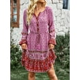 thumbnail image 3 of Yidarton Bohemian Dress Resort Casual Dress Autumn Four Seasons Woman Skirt Pink L Size, 3 of 6