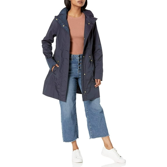 Cole Haan Womens Back Bow Packable Hooded Rain Jacket