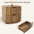 thumbnail image 2 of Brafab Fluted Nightstand Set of 2 with 20W Fast Charging Station,Bedside Tables with 2 Storage Drawers & Curved Base, Large End Tables for Bedroom, 2 of 9