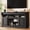 Black, variant on Senfot 59 Inch MDF Fireplace TV Stand with Roman Columns- White and Brown Color Contrast Finish- Electric Fireplace Media Storage Console Cabinet for Living Room Home Entertainment Decor