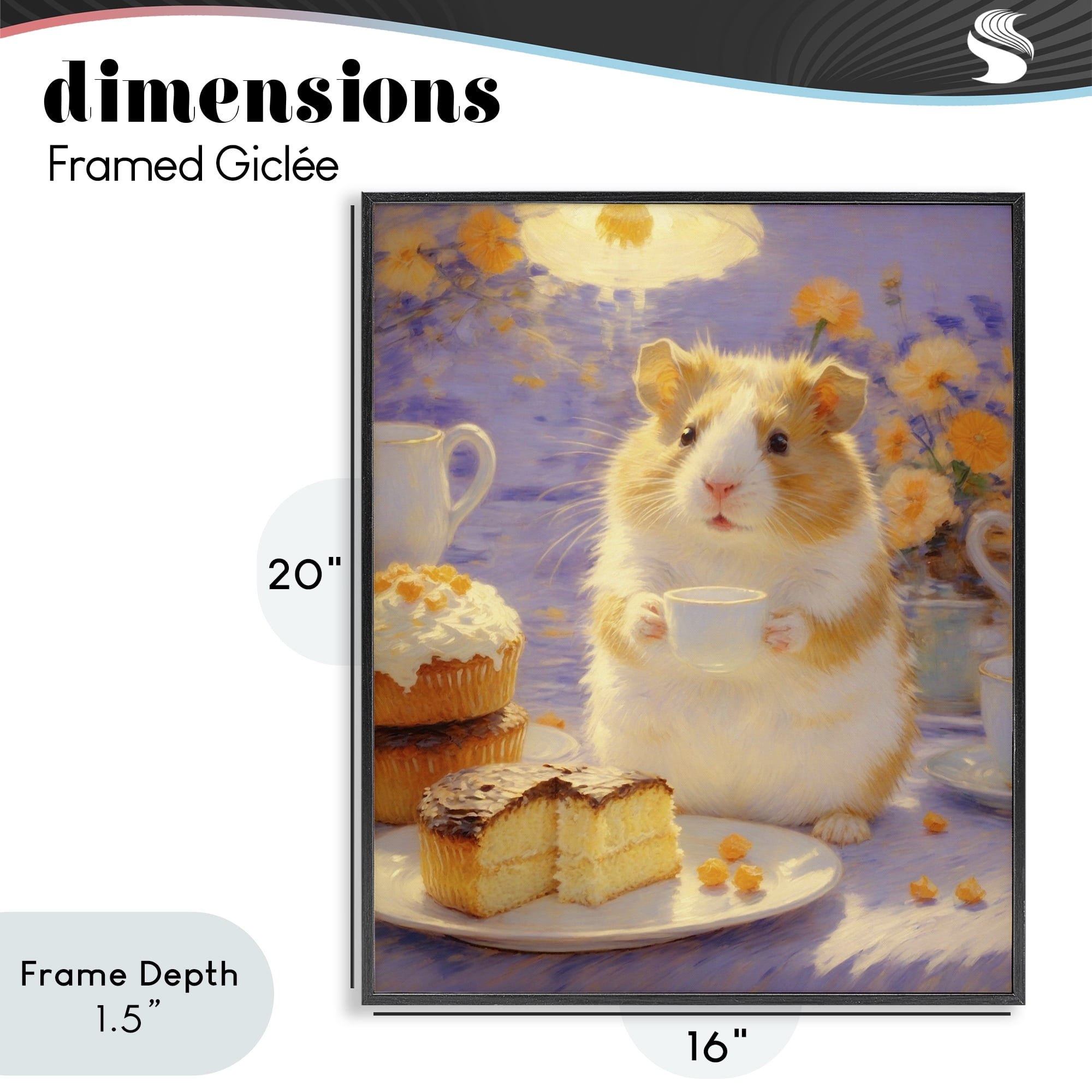 Stupell Industries Hamster Tea Party with Cake Black Framed Giclee Art, design by Angie Hawke