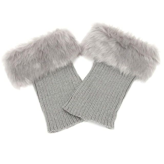 MZXELPRJD No Show Socks Womens Boot Socks Pairs Warmers Boot Winter Topper Leg 2 Plush Knit Socks, White Ankle Socks Grey