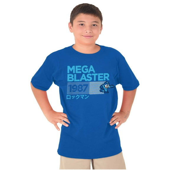 Classic Video Game Mega Man Blaster Crewneck T Shirts Boy Girl Teen Brisco Brands L