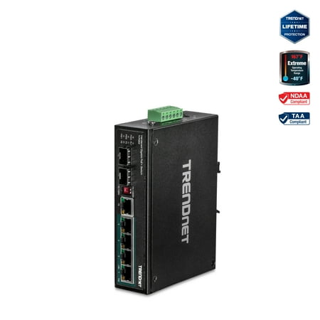 UPC: 0710931160604 | TRENDnet TI-PG62 6-Port Hardened Industrial Gigabit PoE+ DIN-Rail Network Switch