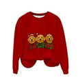 thumbnail image 4 of asdoklhq Christmas Sweatshirts for Womens Maple Leaf Print Oversized Sweatshirts Fall Long Sleeve Sweatshirt Red 3X, 4 of 6
