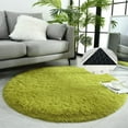 thumbnail image 2 of FUDAKUNA Green Fluffy Shaggy Area Rug Round 55" Soft Plush Carpet for Living Room Bedroom Kids Room Nursery, 2 of 9
