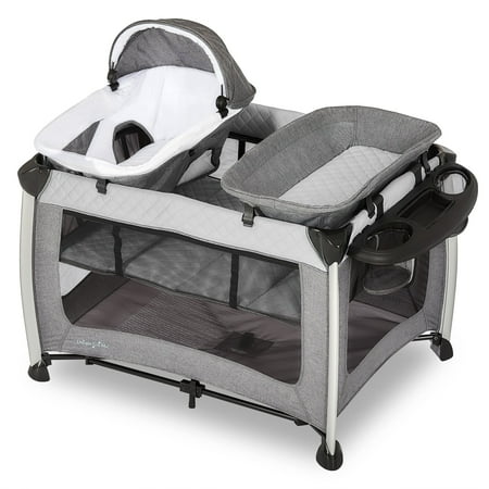 Dream On Me Princeton Deluxe Nap 'N Pack Playard, Waterproof Canopy, Grey