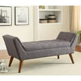thumbnail image 2 of Bowery Hill Tufted Bench with Flared Arms in Gray and Brown, 2 of 2