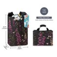 thumbnail image 2 of Yayeee Freestanding Laundry Hamper with Handle Collapsible Large Storage Basket for Clothes, Dark Purple Floral Pattern, 2 of 7