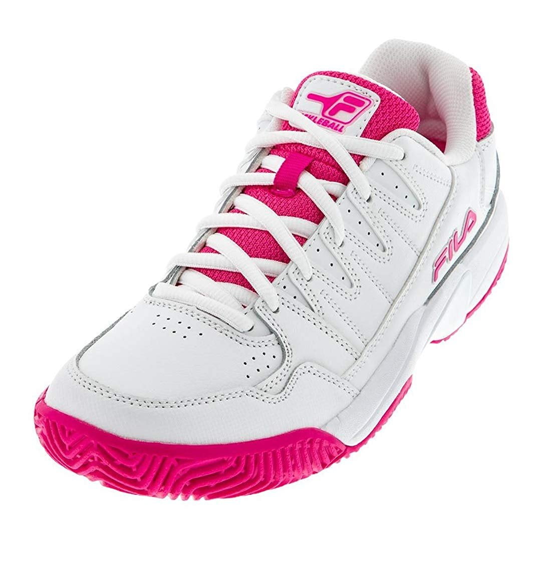 pink and white tennis shoes