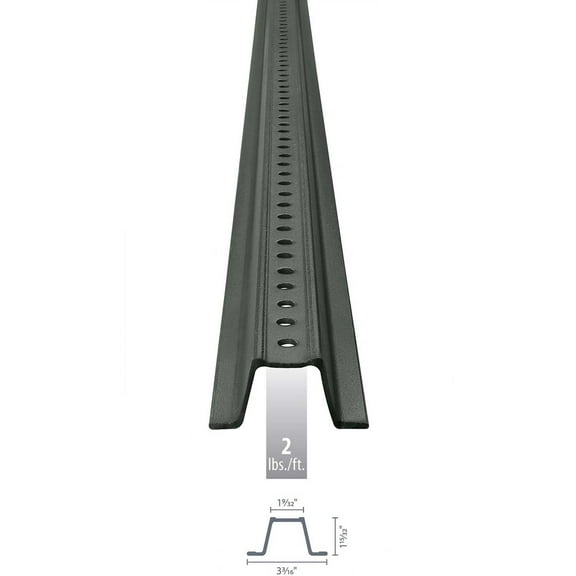 Sign Post, U-Channel, ,Steel Green, Powder Coated, 7 ft. L, 7/8" D