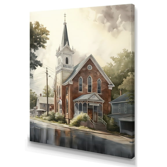 Designart Church In Country Town III Canvas Wall Art