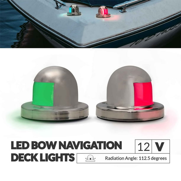 Five Oceans LED Boat Bow Navigation Deck Mount Port & Starboard
