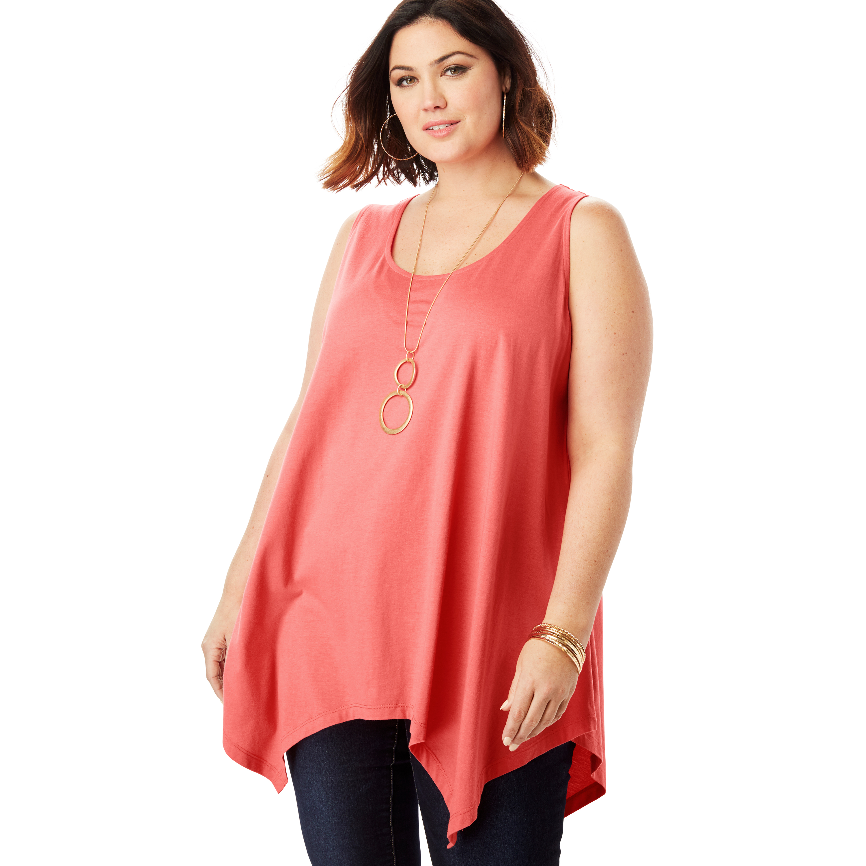 Roaman's - Roaman's Women's Plus Size Handkerchief-Hem Tunic Tank - Walmart.com - Walmart.com