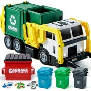 Joyfy 16" Lights and Sounds Large Garbage Truck Toys for Boys, Realistic Trash Truck Toy with Trash Can Lifter and Dumping Function, Toy Truck Gift for Boy Age 2 3 4 5 Years Old