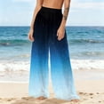 thumbnail image 4 of Mesh Beach Cover Up Pants for Women High Waisted Ombre Gradient Wide Leg Sheer Trousers Loose Fit Breathable Swimwear Outfits for Cruise, 4 of 7