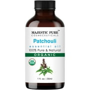 Majestic Pure USDA Organic Patchouli Essential Oil | 100% Organic Patchouli Oil for Skin, Aromatherapy, Diffusor | 0.33 fl oz