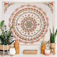 thumbnail image 3 of Tapiz bohemio para colgar en la pared, medallón floral de mandala, tapiz hippie con forma de hongo y carteles de color rosa claro, diseño de corona estética, tapiz de fase lunar natural para, 3 of 5