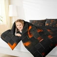 thumbnail image 4 of Homewish Futuristic Abstract Teens Queen Comforter Set, Orange Stereoscopic Square Bedding Sets, Modern Fashion Style Reversible Bedding Comforter Set, Luxury Bedroom Decor, 3 Pieces, 4 of 8