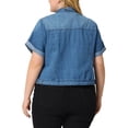 thumbnail image 3 of Agnes Orinda Women's Plus Size Trucker Jackets Button Front Short Sleeves Casual Crop Denim Jacket 3X Sky Blue, 3 of 6