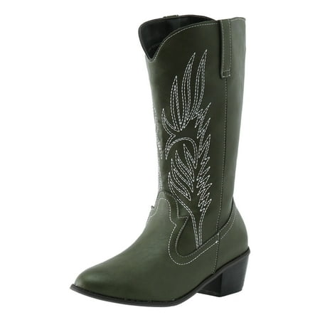 

Mackneog womens flat dress shoes Ladies Shoes Flat Chunky Heel Embroidered Boots Square Heel Casual Soft Sole Non Slip Boots PU womens winter shoes women casual shoes