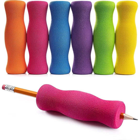 Special Supplies Long Foam Pencil Grippers for Kids and Adults – Foam Pencil Grips for Handwriting, Drawing & Comfort – Ergonomic, Reusable (6 Pack)