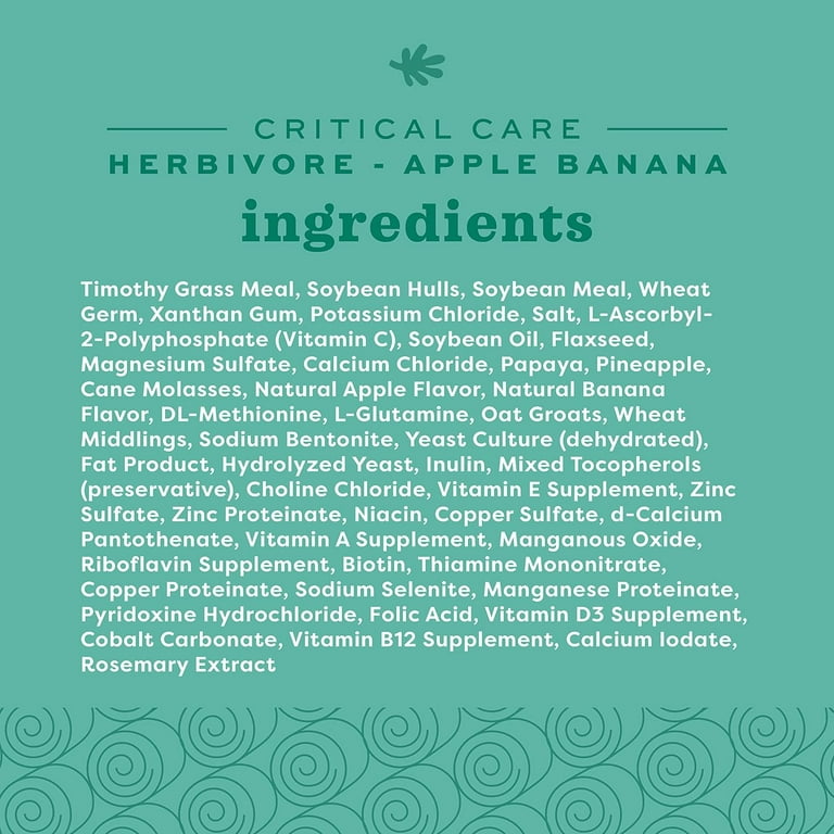 Oxbow Critical Care Probiotic Pet Food, Powdered Vitamins, Manzana