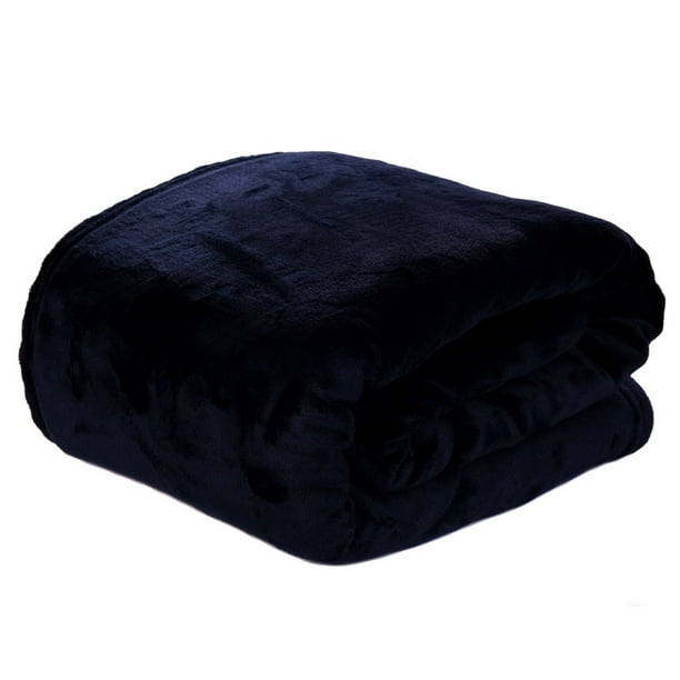 HYSEAS Velvet Plush Fleece Throw Blanket, Navy Blue
