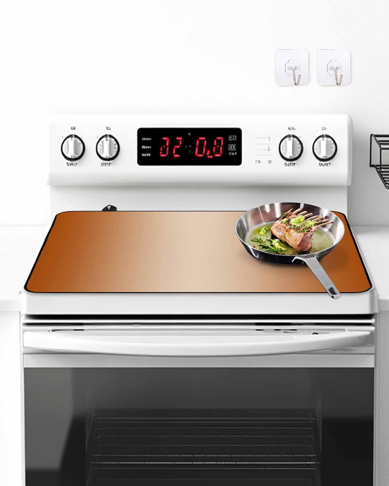 Stove Top Covers for Electric Stove, Burnt Orange Ombre Glass Stovetop Cover Protector, Modern Gradient Abstract Art Induction Cooktop Protector Oven Mat for Kitchen Countertop 36"x21"