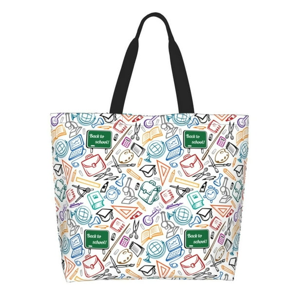 Balery Back To School Bolsa Tote Estilo Estético con Cremalleras, Bolsa de Hombro, Bolsa de Compras Grande y Plegable