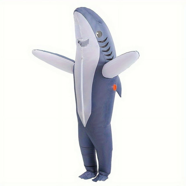 2 Sizes Cute Unique Standing Shark Design Inflatable Suit Halloween Christmas Play Inflatable Costume Props