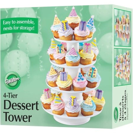Wilton 4-Tier Cupcake and Dessert Tower, White, 1 Ct