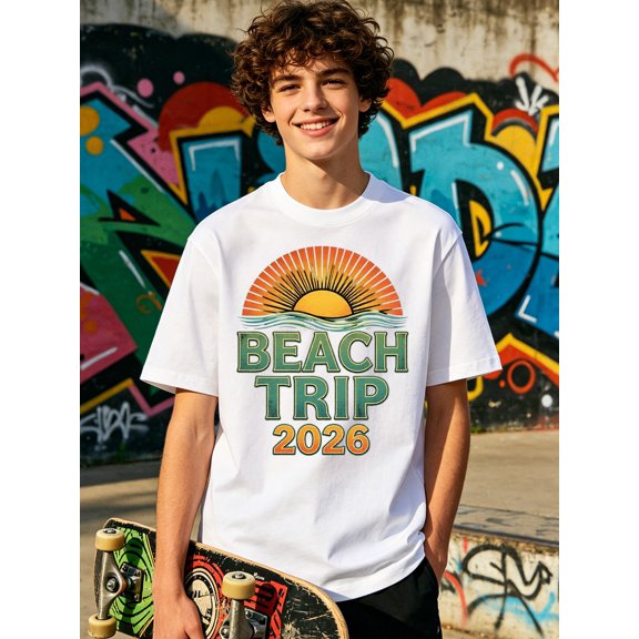 beach trip 2026 summer t shirt teenagers t shirt 100 hip hop oversized shirt funny slogan tees vintage t shirt family vacation photo back to school outfits video gam