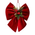 thumbnail image 2 of Christmas Velvet Bow, Xmas Bow with Pine Cones Pine Needles Berries | Festive Atmosphere Decoration, Hanging Rope Design, Stable Structure, 2 Size Options for Fireplaces Christmas Tree Decor, 2 of 5