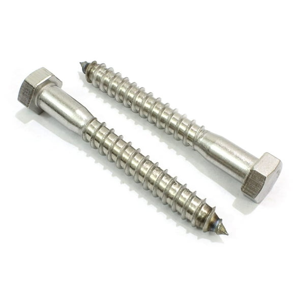 3/8"x3" Stainless Hex Head Lag Bolt Screws, (25 Pack), 304 (18-8) Stainless Steel Coach Bolts/Large Screws for Wood with Plain Finish by Bolt Dropper